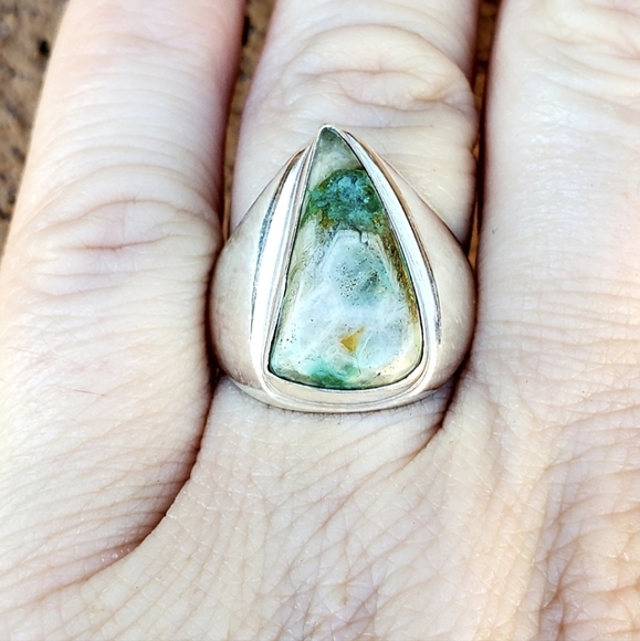 New Men's Chrysocolla 925 Silver Ring. - Picture 6 of 15